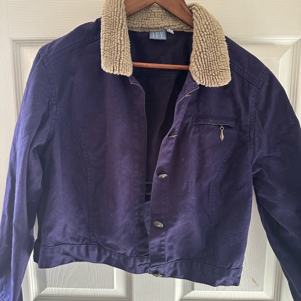 Purple Jacket with Tan Sherpa Collar